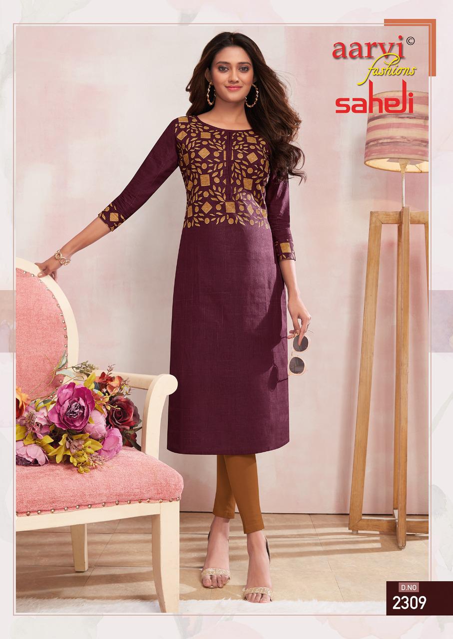 Aarvi Saheli 13 Fancy Regular Wear Cotton Designer Kurti Collection